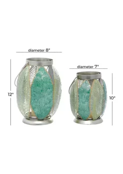 Wholesale 🤩 Contemporary Metal Lantern - Set of 2 by Monroe Lane 🔥 -Monroe Lane Sales Belk 15892