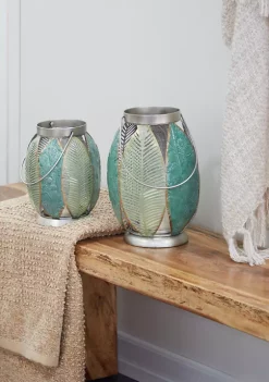 Wholesale 🤩 Contemporary Metal Lantern - Set of 2 by Monroe Lane 🔥 -Monroe Lane Sales Belk 15894
