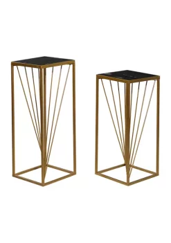 New 😍 Contemporary Metal Pedestal Table - Set of 2 by Monroe Lane 😉
