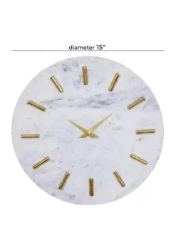 Cheap ⭐ Contemporary Marble Wall Clock by Monroe Lane ✔️ -Monroe Lane Sales Belk 15951