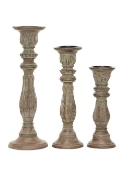 Cheap 👏 Traditional Mango Wood Candle Holder - Set of 3 by Monroe Lane 🔥 -Monroe Lane Sales Belk 1598