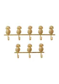 Wholesale 😀 Set of 2 22 in x 13 in Pineapple Metal Wall Hooks by Monroe Lane 🎉 -Monroe Lane Sales Belk 15988