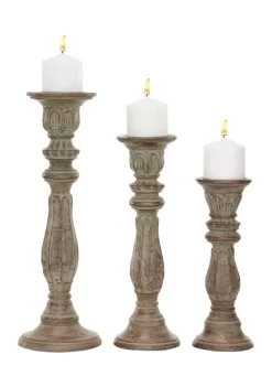 Cheap 👏 Traditional Mango Wood Candle Holder - Set of 3 by Monroe Lane 🔥 -Monroe Lane Sales Belk 1599