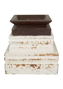 Hot Sale 🎁 Vintage Wood Candle Holder - Set of 2 by Monroe Lane ✔️ -Monroe Lane Sales Belk 16100