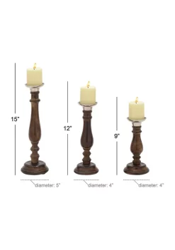 Cheap 🔥 Mango Wood Traditional Candle Holder Set of 3 by Monroe Lane 🛒 -Monroe Lane Sales Belk 16158