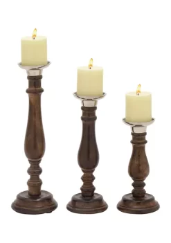 Cheap 🔥 Mango Wood Traditional Candle Holder Set of 3 by Monroe Lane 🛒 -Monroe Lane Sales Belk 16159