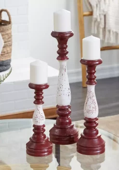 Outlet 💯 Wood Farmhouse Candlestick Holders - Set of 3 by Monroe Lane 🌟 -Monroe Lane Sales Belk 16274