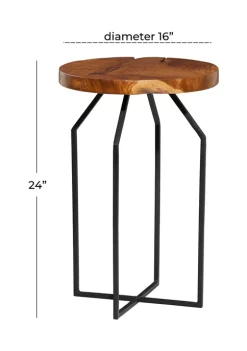 Outlet ✨ Contemporary Teak Wood Accent Table by Monroe Lane 🔔 -Monroe Lane Sales Belk 16305