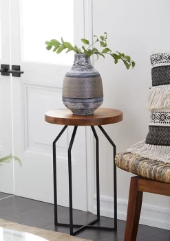 Outlet ✨ Contemporary Teak Wood Accent Table by Monroe Lane 🔔 -Monroe Lane Sales Belk 16306