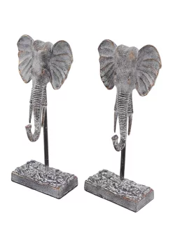 Flash Sale ✔️ Set of 2 Eclectic Metal Elephant Sculptures by Monroe Lane ⌛