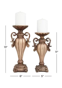 Promo 🛒 Traditional Polystone Candle Holder - Set of 2 by Monroe Lane 😀 -Monroe Lane Sales Belk 16331