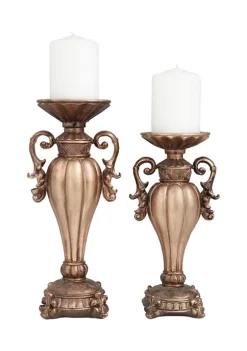 Promo 🛒 Traditional Polystone Candle Holder - Set of 2 by Monroe Lane 😀 -Monroe Lane Sales Belk 16333