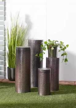 Budget 🧨 Industrial Metal Pedestal Table - Set of 4 by Monroe Lane 🌟 -Monroe Lane Sales Belk 16345