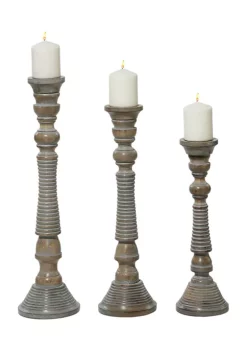 Top 10 👏 Traditional Mango Wood Candle Holder - Set of 3 by Monroe Lane 🔔
