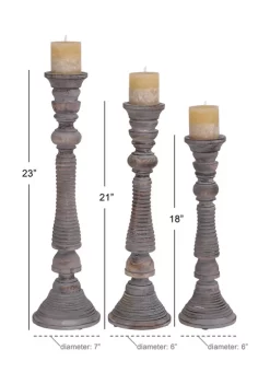 Top 10 👏 Traditional Mango Wood Candle Holder - Set of 3 by Monroe Lane 🔔 -Monroe Lane Sales Belk 16363