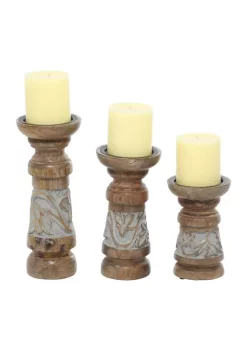 Promo 🥰 Country Cottage Wood Candle Holder - Set of 3 by Monroe Lane 🧨