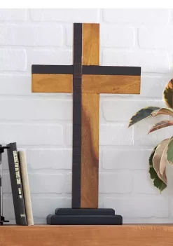 Brand new ๐ Wood Natural Cross Sculpture by Monroe Lane ๐