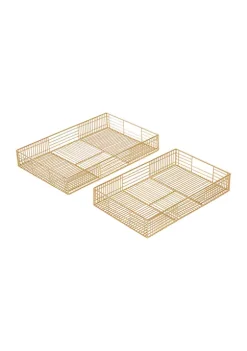 Best deal ⭐ Contemporary Metal Tray - Set of 2 by Monroe Lane 🎁