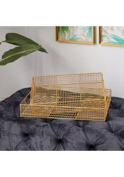 Best deal ⭐ Contemporary Metal Tray - Set of 2 by Monroe Lane 🎁 -Monroe Lane Sales Belk 16490