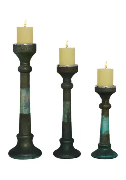 Promo ❤️ Vintage Glass Candle Holder - Set of 3 by Monroe Lane 👏 -Monroe Lane Sales Belk 16511