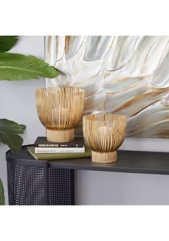 Wholesale 🛒 Contemporary Metal Candle Lantern - Set of 2 by Monroe Lane ✔️ -Monroe Lane Sales Belk 16534