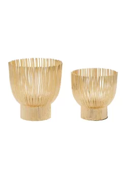 Wholesale 🛒 Contemporary Metal Candle Lantern - Set of 2 by Monroe Lane ✔️ -Monroe Lane Sales Belk 16536