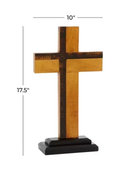 Coupon 🌟 Wood Natural Cross Sculpture by Monroe Lane 🔔 -Monroe Lane Sales Belk 16568