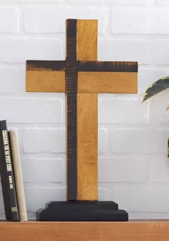 Coupon 🌟 Wood Natural Cross Sculpture by Monroe Lane 🔔 -Monroe Lane Sales Belk 16569