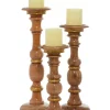 Buy ⭐ Mango Wood Natural Candle Holder Set of 3 by Monroe Lane 💯