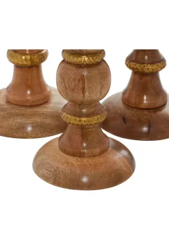 Buy ⭐ Mango Wood Natural Candle Holder Set of 3 by Monroe Lane 💯 -Monroe Lane Sales Belk 16591