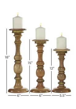 Buy ⭐ Mango Wood Natural Candle Holder Set of 3 by Monroe Lane 💯 -Monroe Lane Sales Belk 16592