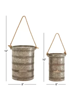 Outlet 🥰 Coastal Metal Lantern - Set of 2 by Monroe Lane 🛒 -Monroe Lane Sales Belk 16598