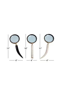 Hot Sale 😀 Eclectic Metal Magnifying Glass - Set of 3 by Monroe Lane 🧨 -Monroe Lane Sales Belk 16633