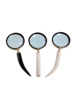 Hot Sale 😀 Eclectic Metal Magnifying Glass - Set of 3 by Monroe Lane 🧨 -Monroe Lane Sales Belk 16635