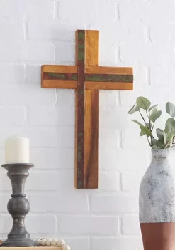 Wholesale 🔔 Wood Natural Cross Sculpture by Monroe Lane ✨