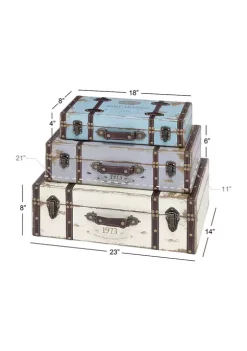 Hot Sale 🌟 Farmhouse Wood Trunk - Set of 3 by Monroe Lane 😉 -Monroe Lane Sales Belk 16885