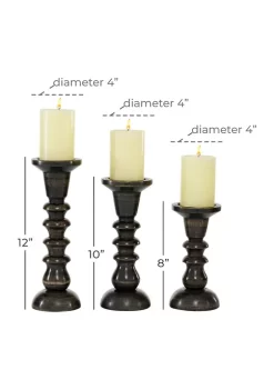 Hot Sale 👍 Traditional Wood Candle Holder - Set of 3 by Monroe Lane 😉 -Monroe Lane Sales Belk 16945