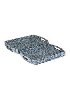 Best Sale 😉 Coastal 👩 Mother of Pearl Tray - Set of 2 by Monroe Lane 👏