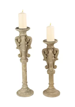 Deals 💯 Wood Vintage Candle Holder Set of 2 by Monroe Lane 🎁