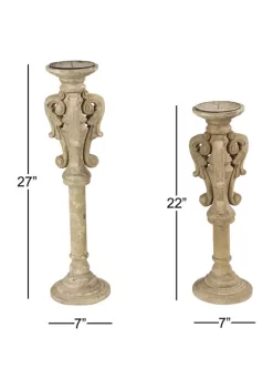 Deals 💯 Wood Vintage Candle Holder Set of 2 by Monroe Lane 🎁 -Monroe Lane Sales Belk 17051