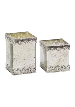Outlet 🔔 Glass Glam Candle Holder Set of 2 by Monroe Lane 🔔