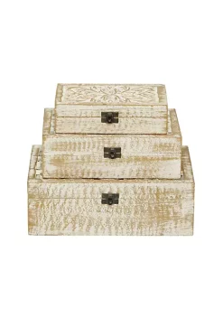 Coupon 👍 Coastal Mango Wood Box - Set of 3 by Monroe Lane ✨ -Monroe Lane Sales Belk 17237