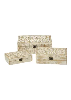 Coupon 👍 Coastal Mango Wood Box - Set of 3 by Monroe Lane ✨ -Monroe Lane Sales Belk 17238
