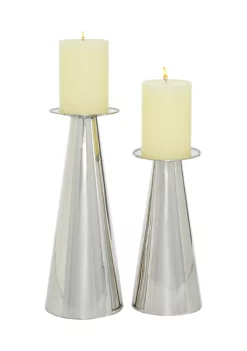New 🌟 Stainless Steel Glam Candle Holder Set of 2 by Monroe Lane 🧨
