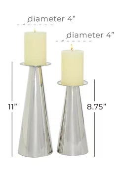 New 🌟 Stainless Steel Glam Candle Holder Set of 2 by Monroe Lane 🧨 -Monroe Lane Sales Belk 17432