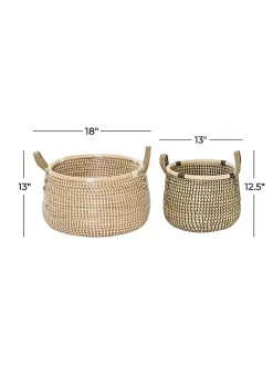 Brand new 🎉 Contemporary Banana Leaf Storage Basket - Set of 2 by Monroe Lane 🤩 -Monroe Lane Sales Belk 17496