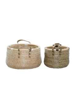 Brand new 🎉 Contemporary Banana Leaf Storage Basket - Set of 2 by Monroe Lane 🤩 -Monroe Lane Sales Belk 17497