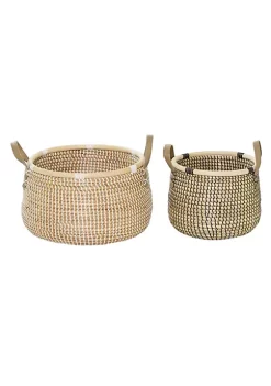 Brand new 🎉 Contemporary Banana Leaf Storage Basket - Set of 2 by Monroe Lane 🤩 -Monroe Lane Sales Belk 17498