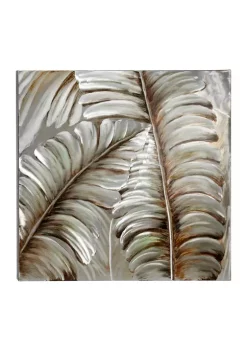 Cheapest β¨ 39.5 Inch Square Silver and Bronze 3D Leaves Metallic Wall Art by Monroe Lane π