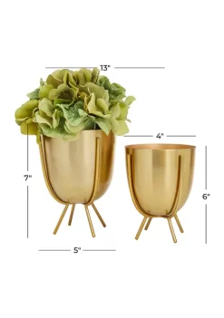 Outlet 🎁 Contemporary Metal Planter - Set of 2 by Monroe Lane 👏 -Monroe Lane Sales Belk 17562